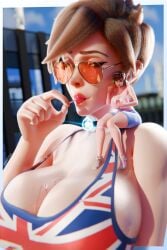 2girls 3d 3d_(artwork) asian asian_female big_breasts big_breasts blizzard_entertainment breasts breasts british british_female d.va european european_female extreme_size_difference friends giantess hana_song hanging_out korean_female lena_oxton light-skinned_female light_skin lollipop long_hair long_hair_female overwatch overwatch_2 short_hair short_hair_female size_difference tracer