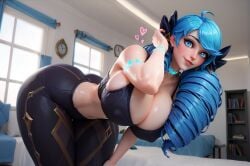 1female 1girls 3d 3d_(artwork) ai_generated biceps big_ass big_breasts big_butt blue_eyes blue_hair curvylover3d female gwen_(league_of_legends) huge_ass huge_breasts huge_butt human human_only humanoid league_of_legends light-skinned_female light_skin long_hair looking_at_another looking_at_viewer looking_pleasured riot_games thick thick_ass thick_legs thick_thighs thigh_highs thighhighs thighs voluptuous voluptuous_female