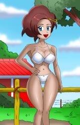 1girls blue_eyes boobs bra bra_only breasts cesaru33 female female_only female_solo game_freak grace_(pokemon) milf nintendo panties panties_only pokemon pokemon_xy solo solo_female solo_only underwear underwear_only white_bra white_panties white_underwear