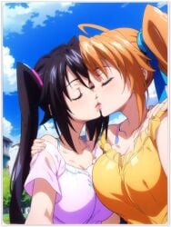 2girls ai_generated flirting girl_on_girl high_school_dxd kissing lesbian_couple lesbian_kiss lovers serafall_leviathan shidou_irina yuri yuri yuri