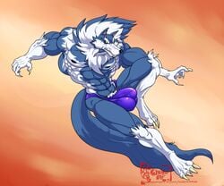 2019 4_toes 5_fingers abs anthro balls biceps big_muscles big_penis blue_fur blue_hair blue_nose blue_skin bulge canid canine canis capcom claws clothed clothing crouching darkstalkers fur gallon gloves_(marking) grin hair happy hungothenomster jon_talbain knot male male_only mammal markings multicolored_fur multicolored_hair multicolored_skin muscular muscular_male muscular_thighs nipples nude penis penis_outline penis_shaped_bulge sharp_teeth simple_background smile socks_(marking) solo teeth thick_penis tight_underwear toes topless two_tone_fur two_tone_hair two_tone_skin underwear vampire_savior video_games were werecanid werecanine werewolf white_fur white_hair white_skin wolf yellow_eyes