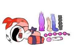 anal_beads dandy's_world dildo saliva sex_toys shrimpo_(dandy's_world) solo_male tied_up vibrator