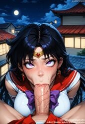 1boy :>= ai_generated bangs bishoujo_senshi_sailor_moon black_hair blush bow breasts building circlet clothing cloud crown earrings elbow_gloves erection fellatio female female full_moon gloves hino_rei jewelry jousneystudio large_breasts large_penis lips long_hair looking_at_viewer male moon night night_sky oral outdoors penis pov purple_eyes red_sailor_collar rei_hino sailor_collar sailor_mars sailor_moon sailor_moon_(series) sailor_senshi_uniform school_uniform sex sky solo_focus star star_(sky) star_earrings straight sweat tiara uncensored uniform veins veiny_penis white_gloves