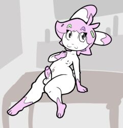 2019 amai_puwai amai_puwai_(character) anthro balls erection foreskin hair lagomorph looking_at_viewer male male_only mammal nipples nude penis plexybot rabbit simple_background smile solo uncut