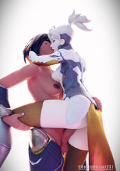 1futa 1girls 3d ass big_breasts black_hair blonde_hair breasts brown_skin dark-skinned_futanari dark_skin duo effectsmaster231 female futa_on_female futanari hug interracial intersex kissing kissing_while_penetrated light-skinned_female mature_futa medium_breasts mercy nipples overwatch pharah sex standing_on_one_leg standing_sex vaginal_penetration