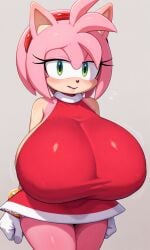 ai_generated amy_rose female female_only giant_breasts pixai sonic_(series) sonic_the_hedgehog_(series) wide_hips