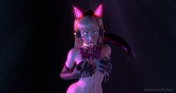 3d alternate_costume areolae black_cat_d.va blizzard_entertainment blonde_hair breasts bukkake cat_ear_headphones cat_ears cum cum_in_mouth cum_on_body cum_on_breasts cum_on_face cum_on_upper_body d.va female gifdoozer's_black_cat_d.va headphones human overwatch resteel small_breasts solo tagme whisker_markings