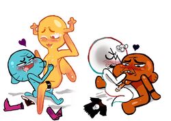 2boys 2girls anthro ass balls blue_body blue_fur blush bodily_fluids breast_grab breasts canon_couple carrie_krueger cartoon_network closed_eyes darwin_watterson domestic_cat drooling duo erection felid feline felis female fish fur genital_fluids genitals ghost group gumball_watterson half-closed_eyes hand_on_breast heart holding_breast horn humanoid lying male mammal marine multiple_boys multiple_girls narrowed_eyes nude open_mouth orange_body penetration penis penny_fitzgerald pussy pussy_juice red_eyes saliva sex simple_background sitting smile spirit straight sweat teeth the_amazing_world_of_gumball tongue unknown_artist vaginal_penetration white_background white_body wide_hips wings yellow_body young