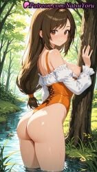 1girls 2025 ai ai_assisted ai_generated anime anime_style artist_name ass bangs bare_shoulders blush breasts breasts_out brown_eyes brown_hair bust busty casual_one-piece_swimsuit closed_mouth cowboy_shot cross-laced_clothes day detached_sleeves female female_focus female_only final_fantasy final_fantasy_ix forest frilled_sleeves frills from_behind from_side garnet_til_alexandros_xvii grass hand_up hentai hi_res high_quality high_resolution highleg highleg_leotard highleg_swimsuit highres juicy_butt large_breasts leotard long_hair long_sleeves looking_at_viewer looking_back low-tied_long_hair low_ponytail medium_breasts natsuyoru nature nipples nipples_outside off-shoulder_shirt off_shoulder one-piece_swimsuit one-piece_thong orange_leotard oshiri outdoors patreon pond puffy_sleeves shiny shiny_skin shirt smile solo solo_female stable_diffusion standing swept_bangs swimsuit thighs thong thong_leotard tree uncensored_nipples voluptuous voluptuous_female wading water wet white_shirt