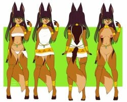 anthro canid canine clothed clothing eyelashes female front_view fur gradient_hair green_background green_eyes green_hair hair hi_res long_hair looking_at_viewer mammal model_sheet multicolored_eyes norakaru nude open_mouth open_smile orange_body orange_fur panties purple_hair rear_view simple_background smile solo standing tan_body tan_fur topwear two_tone_eyes underwear white_clothing white_panties white_topwear white_underwear yellow_eyes