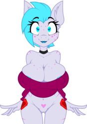 1girls areola blue_eyes blue_hair blue_lipstick bottomless breasts choker cleavage clothed clothing dawny_(oc) equine fan_character female freckles hair heart horse hybrid jrvanesbroek lipstick makeup mammal my_little_pony nipple_bulge nipples pony pussy solo sweater thigh_gap wide_hips zebra