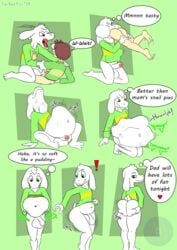 asriel_dreemurr ass balls belly big_balls big_belly big_butt bovid butt_expansion caprine chara digestion erection foreskin goat human male mammal monster penis tairedfox undertale video_games vore yaoi young