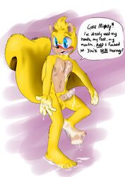 balls barefoot cum cum_in_mouth cum_on_chest cum_on_feet cum_on_hands feet male male_only midnightmuser nude penis ray_the_flying_squirrel solo sonic_(series) tysone