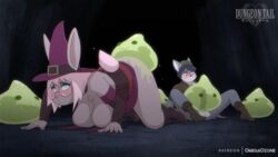 1boy 1girls 2019 all_fours ambiguous_gender animated anthro ass big_breasts biting_lip blush breasts canine cave clothed clothing dicksucking_creature erection eyewear female furry glasses goo_creature group hanging_breasts hat huge_breasts interspecies iris_cottontail lagomorph large_ass larger_female larger_male loop male male_and_female_subs malesub mammal omegaozone parallel_sex partially_clothed penis perching_position rabbit ripples rippling_ass sex size_difference slightly_chubby slime slime_monster smaller_on_top smile testicles text thick_thighs vyncent_(omegaozone) watermark wet wide_hips witch_hat wolf