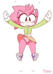 1girls amy_rose animated anthro blushing cameltoe classic_amy_rose clothed clothing diives female female_only fully_clothed furry green_shirt hedgehog jumping no_humans orange_skirt panties pink_fur sega shirt shoes skirt skirt_lift smiling solo sonic_(series) sonic_cd sonic_the_hedgehog_(series) suggestive underwear white_background white_panties