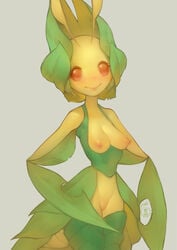 1girls absurdres areolae breasts female female_only fur furry furry_only highres insect leavanny looking_at_viewer mantis natthelich nipples nude pokemon pokemon_bw small_breasts solo thin_waist wide_hips yellow_skin