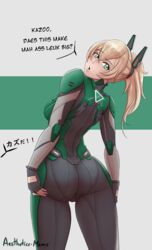 absurdres aestheticc-meme ass blonde_hair bodysuit cameltoe cammie_maccloud female female_only gen:lock highres looking_at_viewer looking_back png solo thick_thighs tight_clothing