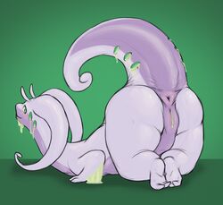 1girls 2019 2_fingers 2_toes all_fours antennae anus ass ass_up big_ass blush chubby dragon eye_contact feet female female_only feral goodra green_background green_eyes green_skin huge_ass long_neck looking_at_viewer looking_back lying nintendo nude on_front overweight overweight_female pokémon_(species) pokemon pokemon_(species) pokemon_xy presenting presenting_hindquarters pussy raised_tail sketch slime smile soles solo tail thick_thighs toes video_games wet wide_hips yaroul