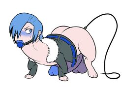 :>= ball_gag blue_blush blue_eyes blue_hair blush body_horror bottomless circumcised dark_penis dark_testicles diphallia diphallism dorse erection frenulum glans jacket large_penis male male_only malesub multi_penis no_shirt octoboy pale_skin penis penis_head queen's_stallion sagging_balls thick_penis thick_thighs voluptuous what