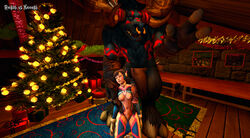 3d breasts brown_hair cum cum_on_body d.va duo female male overwatch raikoh_xaiorkh straight tauren world_of_warcraft