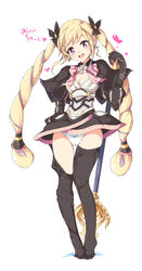 armor black_gloves black_legwear blonde_hair boots bow bow_panties breasts cameltoe cleavage drill_hair earrings echizen_(hvcv) elise_(fire_emblem) female fire_emblem fire_emblem_if flower gloves hair_ornament hair_ribbon heart high_resolution jewelry lingerie medium_breasts pantsu purple_eyes ribbon rose staff thigh_boots thighhighs tied_hair twin_drills twintails underwear white_flower white_panties white_rose white_underwear