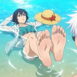 ai_generated amanai_riko barefoot feet foot_fetish jujutsu_kaisen panties sea swinsuit tagme