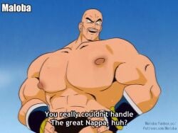 animated bald bara bulge dragon_ball dragon_ball_z gay male male_only maloba moustache muscular muscular_male nappa paizuri pecjob saiyan sound tagme video