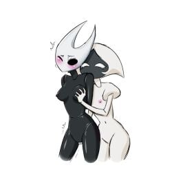 blush breast_grab breasts bug bug_girl dominant fingering fingering_partner hollow_knight hollow_knight:_silksong hollow_knight_(franchise) hornet_(hollow_knight) horny horny_female lace_(hollow_knight) lesbian_sex pussy_juice shaking_legs small_breasts team_cherry yuri