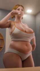 1girls 3d animated breast_expansion brushing_teeth chubby chubby_female expansion female female_only huge_breasts lactation large_breasts longer_than_30_seconds plump sloshing_breasts sound standing tagme unaware vertical_video video vreya3d