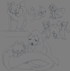 2_penises animal_genitalia animal_penis ass atlus backsack balls bent_legs bigfishyfishy blush bodily_fluids cum cum_in_mouth cum_inside cum_on_face dancing digitigrade domestic_cat duo ear_tuft felid feline felis fellatio feral fur genital_fluids genitals handjob hemipenes hi_res licking lustful_snake_(persona) lying male mammal mask megami_tensei morgana_(persona) multi_genitalia multi_penis on_back on_ground oral penile penile_spines penis penis_lick persona_(series) persona_5 pole pole_dancing pose presenting presenting_balls presenting_hindquarters reptile scales scalie sega self_lick sex slit_penis snake solo tail tongue tuft wrapped_tail