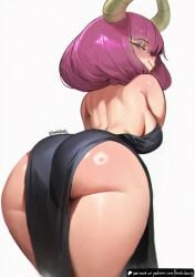 ai_assisted ai_generated ass ass_cheeks ass_focus aura_(sousou_no_frieren) back_view backboob backside big_ass big_butt blue_eyes booty curvy curvy_female curvy_figure cute cute_face dress female female_focus female_only honkibooty horns medium_breasts pale-skinned_female pale_skin pink_hair sexy sexy_body sideboob skimpy skimpy_dress smug smug_face solo solo_female solo_focus sousou_no_frieren thick_ass thick_legs thick_thighs thighs