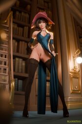 1girls 3d blankpins clothed cute dress elegant elegant_dress evening_gown gown heels high_heels kiriko_(overwatch) library light_skinned_female no_panties nsfw nude_underneath overwatch pinup pubic_hair pussy showing_pussy skimpy_clothes slim_girl solo solo_female stockings thighs witch_hat witch_kiriko