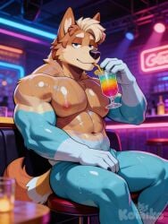 abs ai ai_art ai_generated ai_generated_art anthro anthro_only athletic athletic_anthro athletic_body athletic_male australian_cattle_dog bedroom_eyes biceps bluey_(series) canid canine canis cattledog cocktail completely_nude dog_tail drinking head_tuft herding_dog indoors komiko looking_at_viewer male_only mammal multicolored_body multicolored_fur multicolored_tail muscular nightclub nude nude_anthro nude_male pastoral_dog pecs radley_heeler sitting solo solo_anthro solo_male toned toned_anthro toned_body toned_male