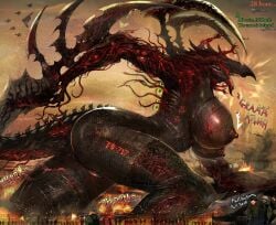 aircraft airplane back_tentacles barbed_wire barbed_wire_around_chest barbed_wire_around_legs barbed_wire_around_nipples bio_weapon biohazard_symbol blade_arm breasts chin_horn dialogue elbow_blade english_text explosion eyes_on_arms eyes_on_body eyes_on_legs eyewear facial_horn female fence genitals glasses gun hazard_symbol helicopter horde horn human infected infection jet kaiju knee_spikes leg_spikes macro male mammal military multi_arm multi_limb netxart nipples number_on_body patchwork_creature project_kaiju ranged_weapon sharp_teeth sign signature solo_feral spikes spikes_(anatomy) stiched symbol tail tail_spines tb-717_berserker teeth tentacle text undead unusual_anatomy unusual_eye_placement unusual_eyes vehicle vulva weapon wearing_glasses zombie