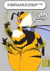 2025 3_fingers 3_toes 4_arms absurd_res air_manipulation antennae_(anatomy) anthro anus arthropod ass back_wings bee big_anus big_butt black_arms black_body black_fur black_stripes dialogue digital_media_(artwork) dipstick_tail elemental_manipulation english_text fart fart_cloud fart_fetish feet female fingers fur gas gassy heather_(soomir) hi_res huge_butt hymenopteran insects looking_at_viewer looking_back looking_back_at_viewer manipulation markings multi_arm multi_limb multicolored_body multicolored_fur nude nude_anthro nude_female pawpads pupils purple_eyes purple_pupils purple_sclera q&a queen_bee solo soomir speech_bubble stripes tail tail_markings text toes tuft white_body white_fur white_tail_tip white_tuft wings yellow_body yellow_fur