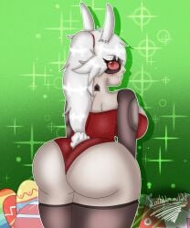 1girl 1girls ass ass_focus big_ass big_boobs big_breasts big_butt boobs breasts bunny_ears bunny_girl_suit bunny_tail bunnysuit butt butt_focus cybernetic_arm cybernetic_leg cybernetic_limb cybernetics cyborg cyborg_girl easter elf_ears female female_focus female_only grey_skin kuro_(scribbleman123) scribbleman123 white_hair