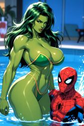 1boy 1boy1girl 1girls ai_generated big_ass big_breasts big_thighs breasts curvaceous curvy curvy_figure digital_media_(artwork) female giantess green-skinned_female green_body green_hair green_skin hips hourglass_figure huge_ass huge_breasts huge_thighs hulk_(series) jander900 jennifer_walters large_ass large_breasts large_female large_thighs legs light-skinned_male light_skin macro macro_female male male/female marvel marvel_comics mature mature_female mini_giantess peter_parker she-hulk slim_waist spider-man spider-man_(series) straight tall tall_female thick thick_hips thick_legs thick_thighs thighs voluptuous waist wide_hips wide_thighs