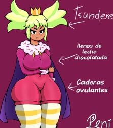 big_breasts big_hips blush brawl_stars hips hips_up mandy_(brawl_stars) ovulating ovulation peni spanish_text tsundere tsundere_face