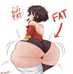 ass big_ass bottom_heavy female ginga777 hi_res huge_ass kono_subarashii_sekai_ni_shukufuku_wo! large_ass looking_at_viewer looking_back megumin self-conscious small_breasts solo talking_to_viewer teenager text wide_hips