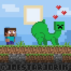 1boy 1girls 4_legs accurate_art_style animated armless ass ass_focus big_ass big_butt blue_eyes blue_shirt brown_hair creeper creeper_(minecraft) creeper_girl female female_ejaculation female_focus green_body green_skin heart huge_ass huge_butt joestarjorik looking_at_another loop looping_animation male mojang monster monster_girl no_arms pixel_animation pixel_art shaking_ass shaking_butt short_hair side_view square_(anatomy) square_body square_head squirting steve_(minecraft) twerk twerking
