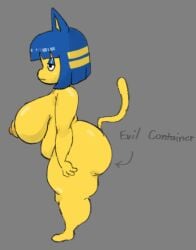 1girls animal_crossing animal_ears animal_tail ankha ankha_(animal_crossing) anthro areola areolae ass big_ass big_breasts blue_hair breasts cat_ears cat_girl cat_tail catgirl chubby chubby_female completely_nude completely_nude_female deveneleven egyptian egyptian_female emotionless evil_container expressionless felid felid_humanoid feline feline_humanoid female female_focus female_only furry furry_female furry_only huge_boobs huge_breasts nintendo nipples nude nude_female shortstack side_view simple_background slightly_chubby solo solo_female tail thick_thighs thighs unaware yellow_areola yellow_areolae yellow_body yellow_fur yellow_skin