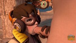 3d alternate_costume animated blizzard_entertainment brown_eyes brown_hair d.va duo fellatio female handjob junker_d.va male no_sound oral overwatch rocksolidsnake straight video