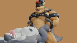 2boys 3d anal anal_sex anthro anvil_position armband bara belly biceps bowser bracelet brown_background crown dukesmith3d erection facial_piercing fin fish glans hair horn humanoid_penis jewelry kneeling koopa leather legs_up looking_at_another looking_pleasured lying male male_only marine mario_(series) multiple_boys musclegut muscular muscular_male nintendo nipples nose_piercing nude on_back open_mouth pecs penetration penis piercing red_eyes red_hair scalie septum_piercing sex shark sharp_teeth simple_background slightly_chubby smile spiked_armband spiked_bracelet spikes teeth tongue tongue_out video_games yaoi