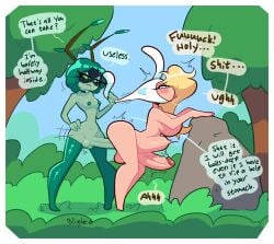 2futas adventure_time adventure_time:_fionna_&_cake against_rock ahe_gao anal anal_sex balls bent_over blightstar blonde_hair breasts bunny_ears choker erection eye_mask fionna_and_cake fionna_the_human_girl forest futa_on_futa futa_only futanari green_hair half-closed_eyes hand_on_hip horns huge_cock human humanoid humanoid_penis hung_bottom huntress_wizard implied_guro impossible_fit large_breasts large_penis light-skinned_futa light_skin long_hair neutral_expression nude outdoors penis pulling_ears short_hair small_breasts smooth_balls smooth_penis standing stomach_bulge stomach_deformation thighhighs thin_penis threatening tongue_out very_long_penis wooden_horns