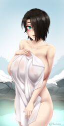 breasts cleavage erect_nipples female female_only huge_breasts looking_at_viewer nipples saya_(twrlare) solo twrlare