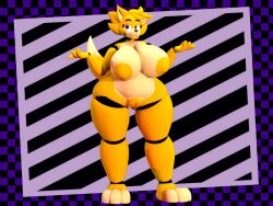 3_toes 3d_(artwork) 4:3 4_fingers animatronic anthro areola big_areola big_breasts blonde_hair breasts canid canine checkered checkered_background digital_media_(artwork) eyelashes feet female fingers fox full-length_portrait genitals hair huge_areola huge_breasts huge_hips innie_vulva looking_at_viewer machine mammal nipple_dip nipples pattern_background plump_labia portrait purple_eyes robot robot_anthro sanca_(sanco) sanco_(artist) short_hair simple_background solo striped_background tail thick_thighs toes vulva wide_hips yellow_areola yellow_body yellow_nipples