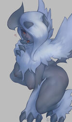 2019 absol anthro areolae big_breasts breasts female female_only furry furry_only large_breasts looking_at_viewer mega_absol natthelich nintendo nipples no_humans open_mouth pokemon pokemon_(species) solo tongue tongue_out