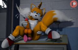 2019 anal anal_sex anthro ass balls clothing cum erection fur gloves hi_res humanoid_penis male nude open_mouth penetration penis razorkitana sonic_(series) tails tails_(disambiguation) video_games yaoi