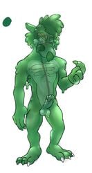 2019 3_toes 4_fingers animal_humanoid anthro azul_(artist) erection goo_(disambiguation) goo_creature humanoid humanoid_penis looking_at_viewer male male_only mammal monster muscular muscular_male mustelid nude penis simple_background slime solo toes weasel white_background