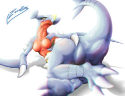 1girls anus ass ass_grab big_feet black_sclera blue_skin breasts claws cloaca dragon featureless_breasts feet female female_only feral fins garchomp huge_ass long_neck looking_at_viewer nintendo no_nipples nude pokémon_(species) pokemon pokemon_(species) pokemon_dppt pussy red_skin scalie source_request tail text thick_thighs toes video_games watermark white_background wide_hips yellow_eyes yellow_skin zoruken